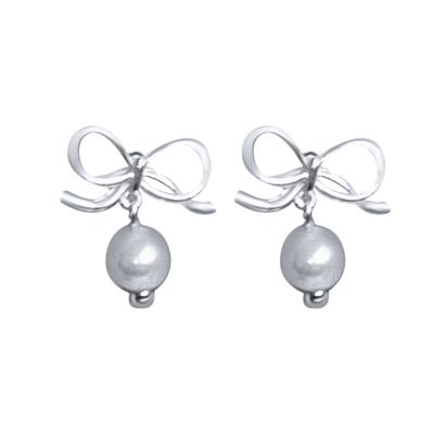 Bow Pearl Stud Earrings