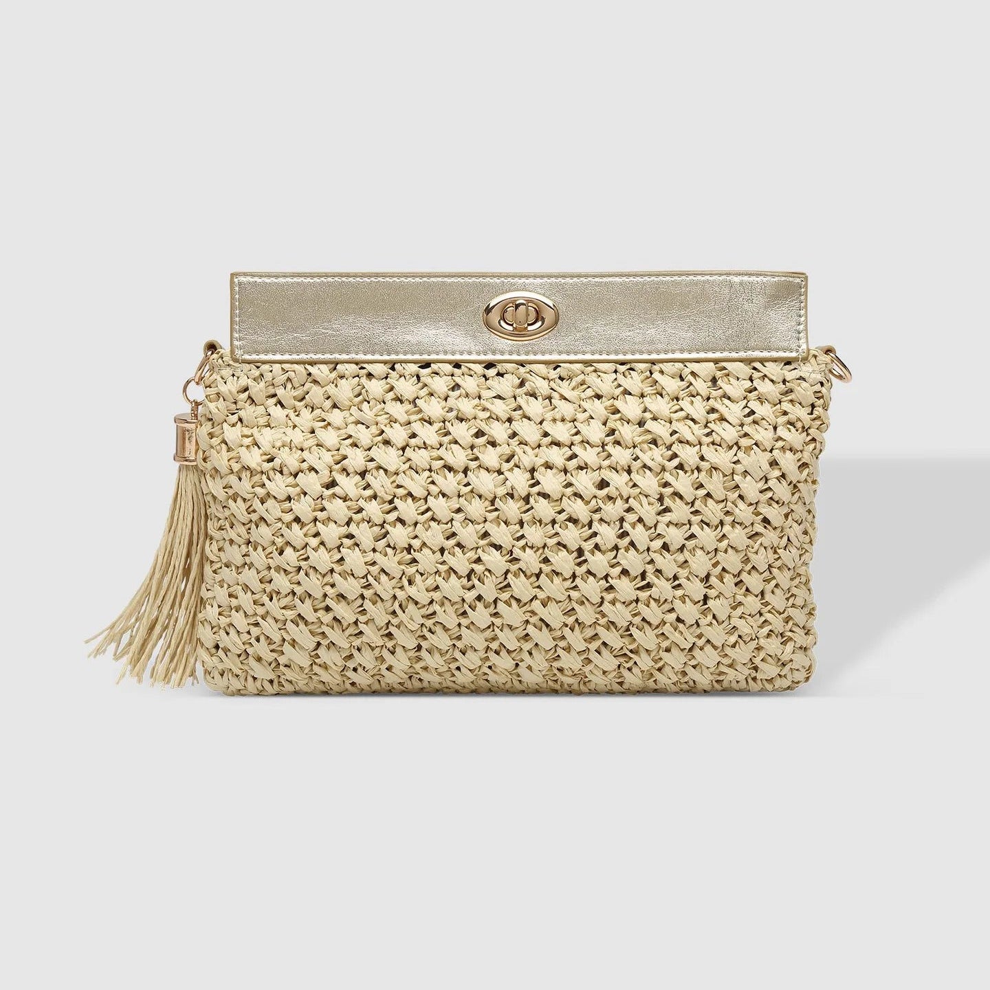 Fern Raffia Clutch Champagne