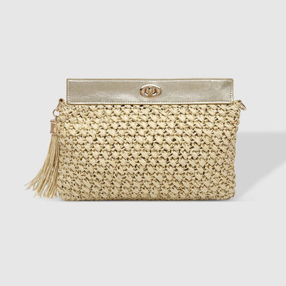 Fern Raffia Clutch Champagne