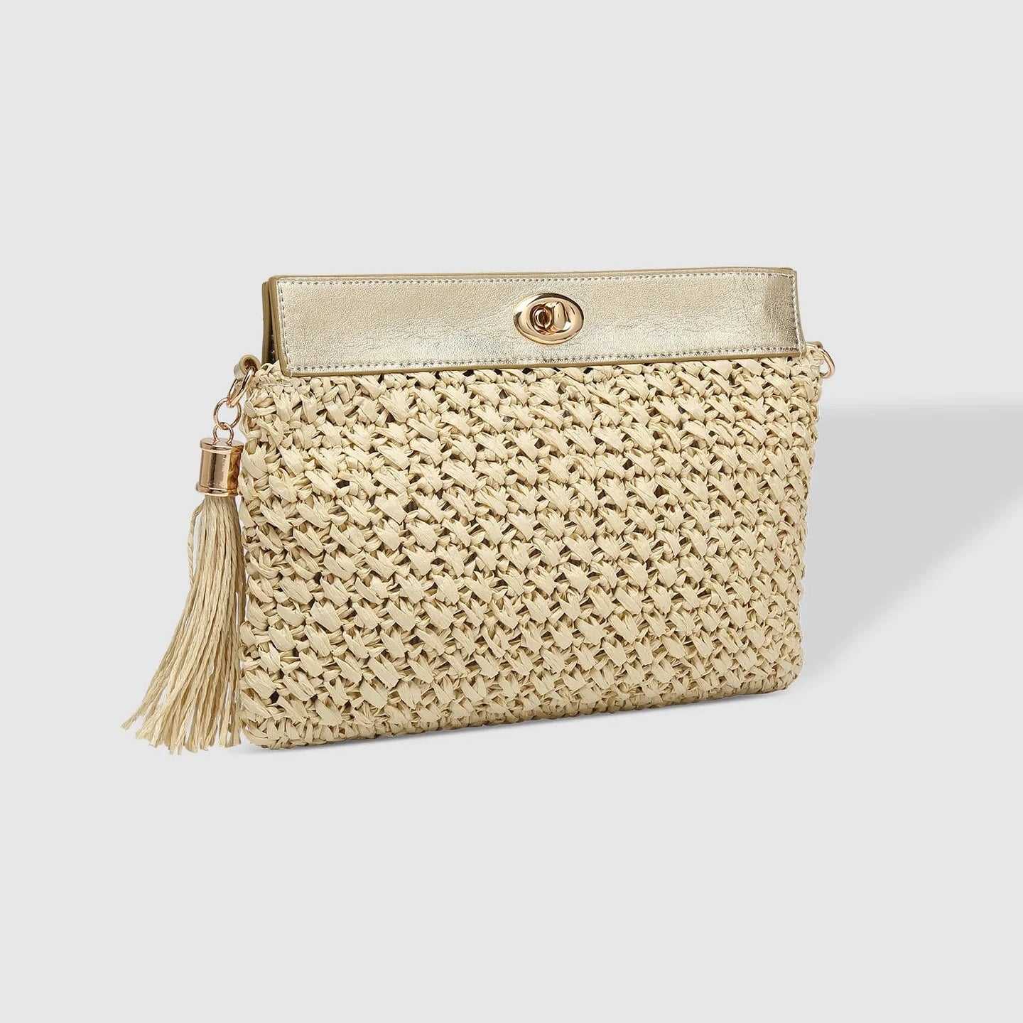 Fern Raffia Clutch Champagne
