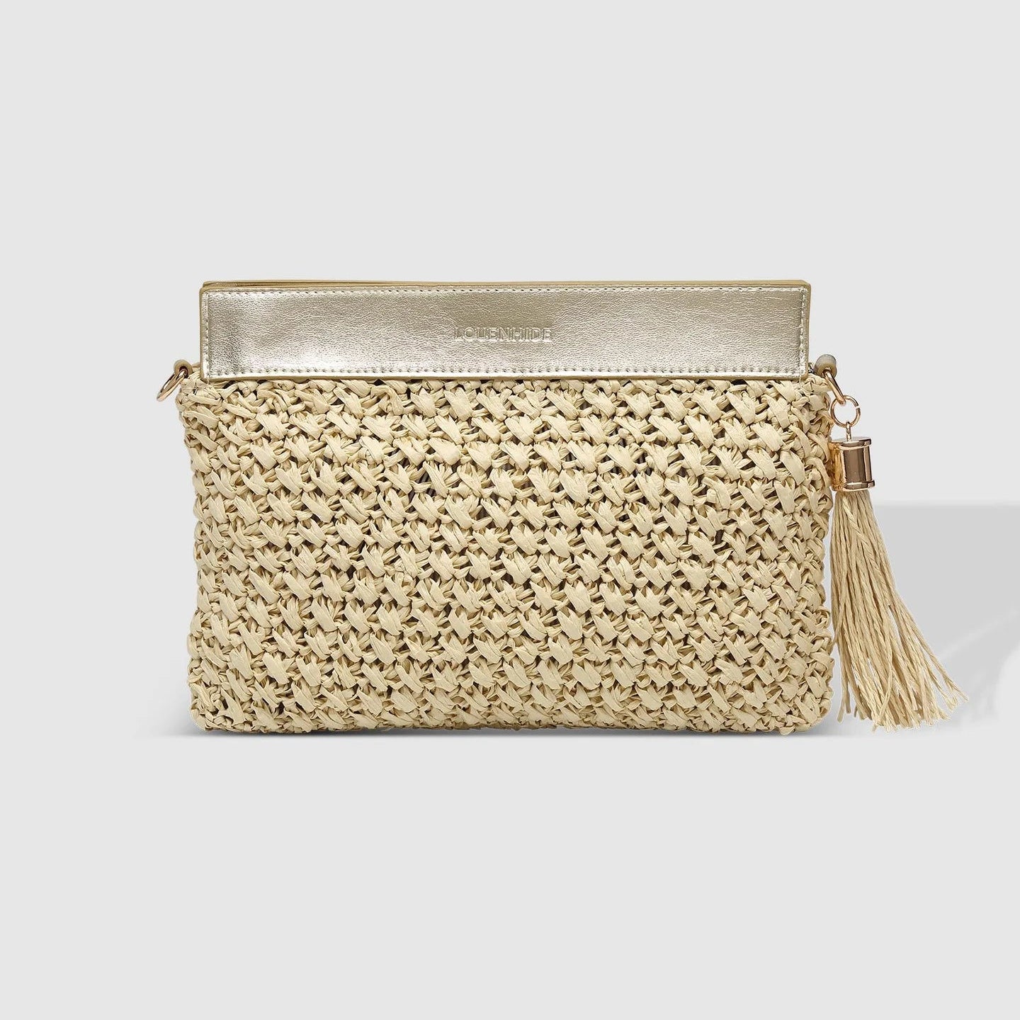 Fern Raffia Clutch Champagne