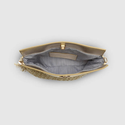 Fern Raffia Clutch Champagne
