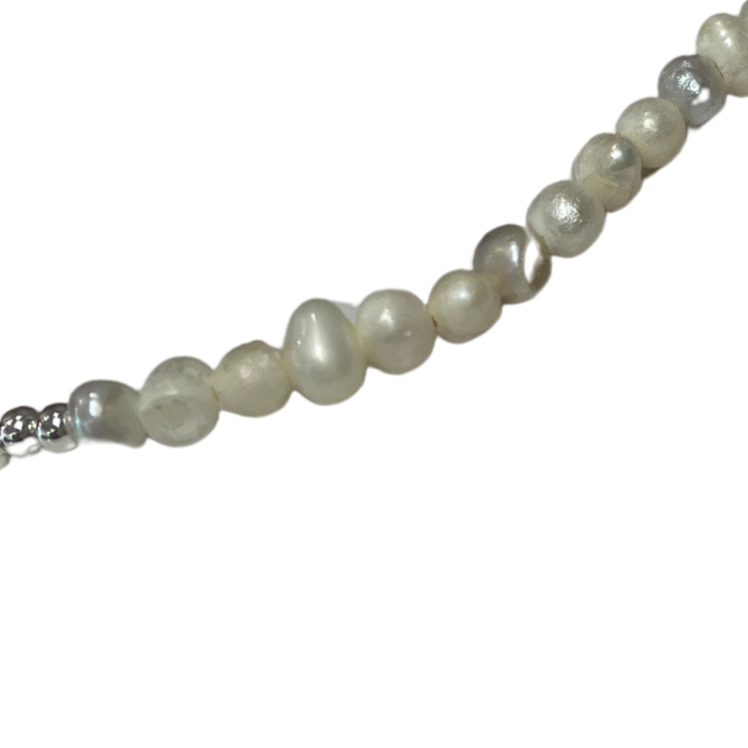 Beaded 925 Sterling Silver & Freshwater Pearl Bracelet