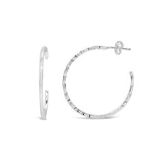 Maple Patterned Hoop Earrings Silver