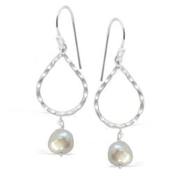 Neve Pearl Beaten Teardrop Earrings