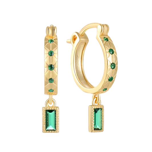 Nova Green Huggie Earrings