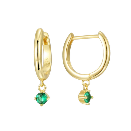 Penelope Huggie Green Charm Earrings