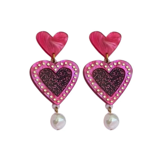 L'amour Pink Marble Statement Earrings