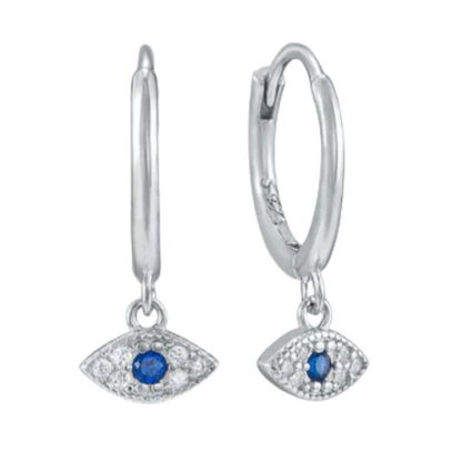 Sofia Evil Eye Huggie Earrings Silver