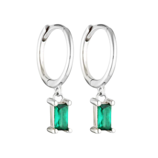Rio Green Charm Earrings Silver