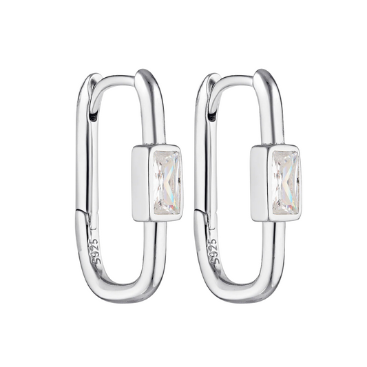 Luna Rectangle Hoop Earrings Silver