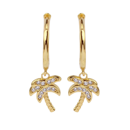 Cove Palm Huggie Earrings