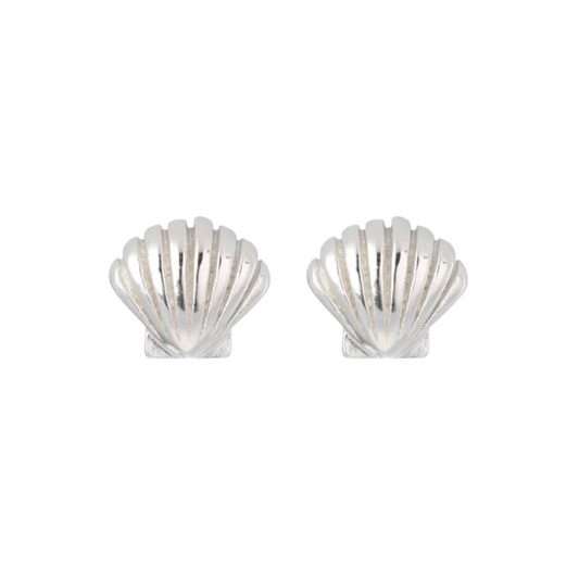 Island Lover Shell Stud Earrings Silver