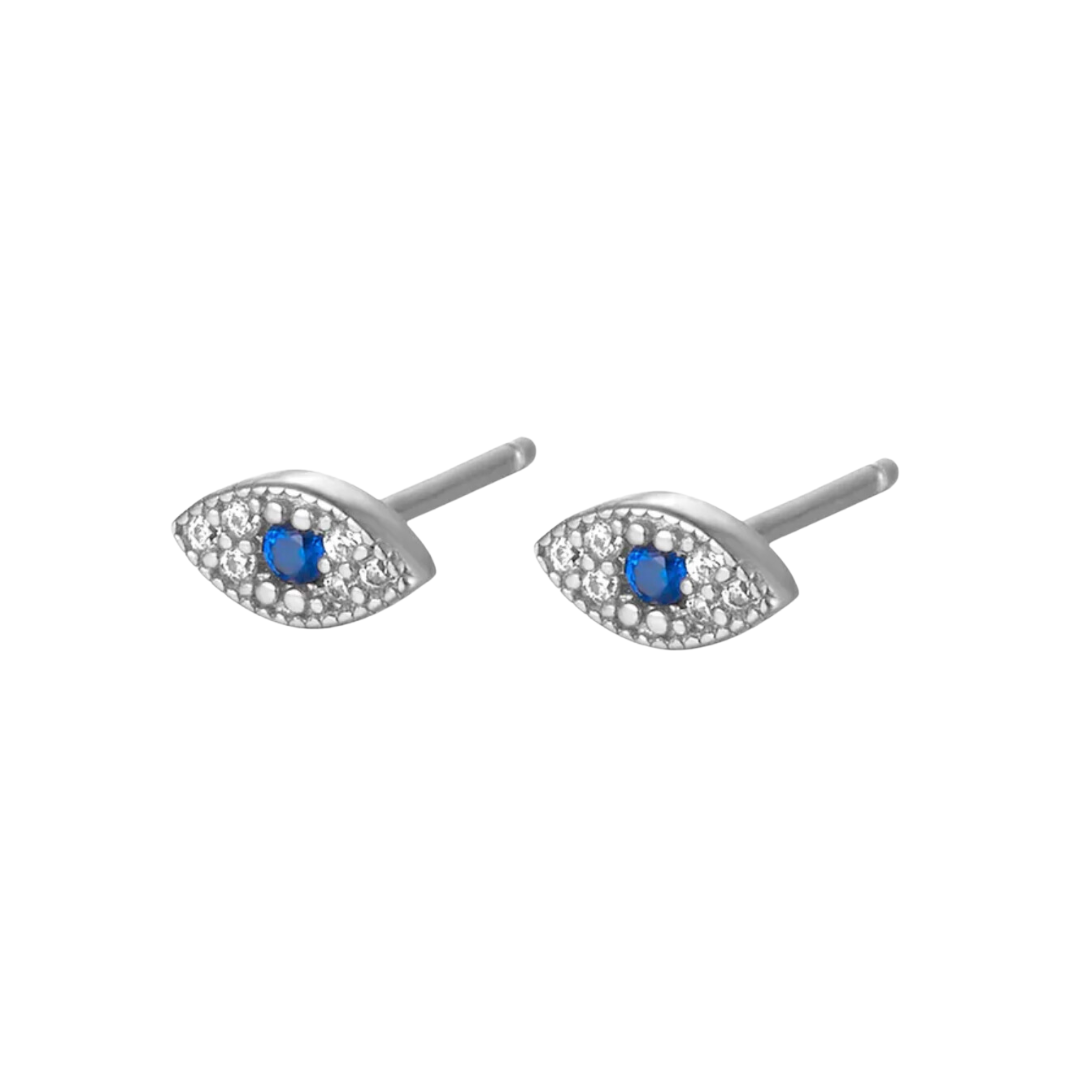 Sofia Evil Eye Stud Earrings Silver
