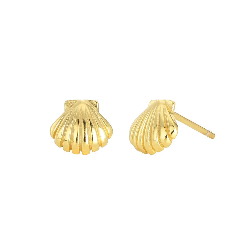 Island Lover Shell Stud Earrings Gold
