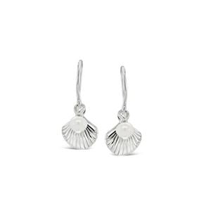 Scallop Shell & Freshwater Pearl Charm Earrings