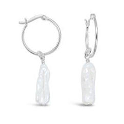Baroque Pearl Drop Hoop Earrings