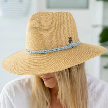 Annie Panama Aqua Plait Trim Hat