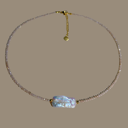 Lotti Beaded Biwa Pearl Pendant Necklace