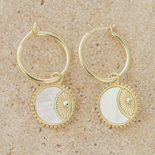 Eclipse Hoop Earrings with Mother of Pearl