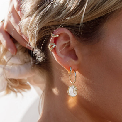 Eclipse Hoop Earrings with Mother of Pearl