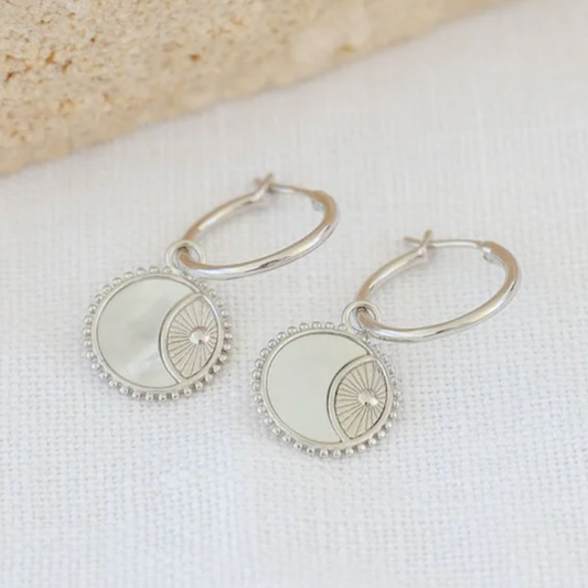 Eclipse Hoop Earrings with Mother of Pearl Silver