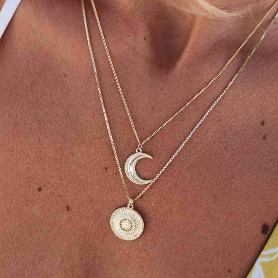 Sun Pendant Necklace with Box Chain