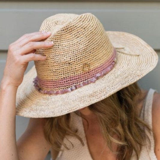 Camilla Panama Raffia Hat Blush