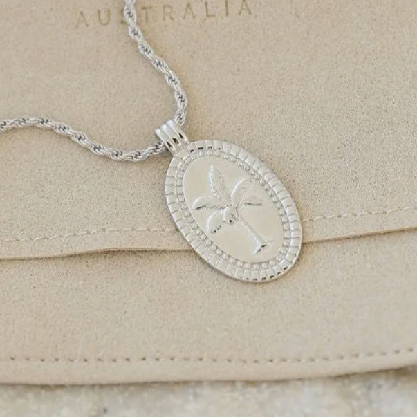 Oasis Palm Tree Necklace Silver