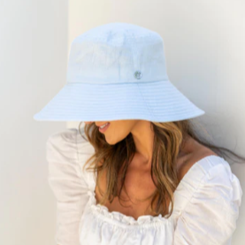 Tabitha Linen Hat in Pale Blue
