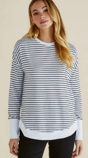 Black & White Stripe Crew Neck by Betty Basics