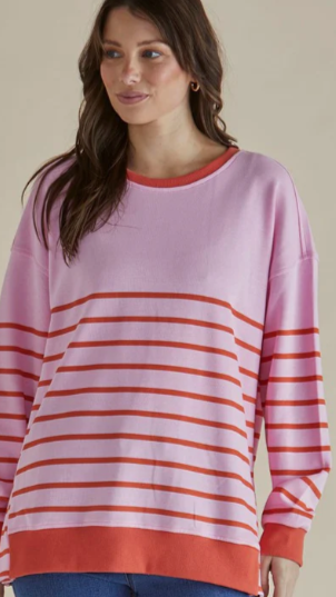 Pink Stripe Crew Neck by Betty Basics
