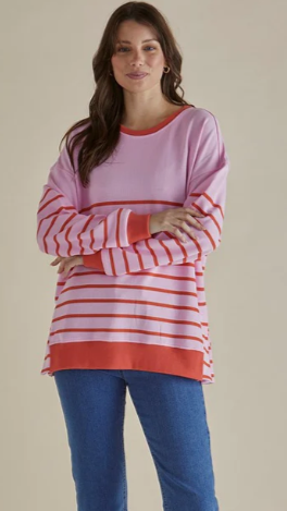 Pink Stripe Crew Neck by Betty Basics