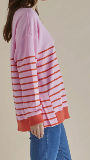 Pink Stripe Crew Neck by Betty Basics