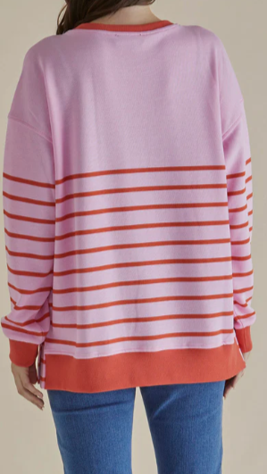 Pink Stripe Crew Neck by Betty Basics
