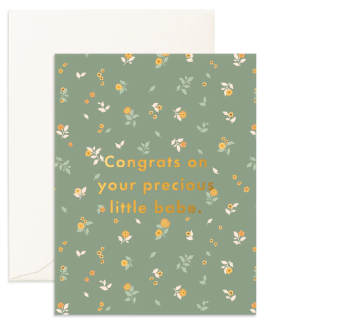 Greeting Card Precious Little Babe in Sage