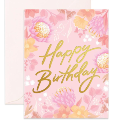 Happy Birthday Pink Floral Greeting Card