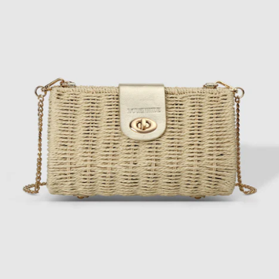 Ophelia Raffia Crossbody Bag Champagne