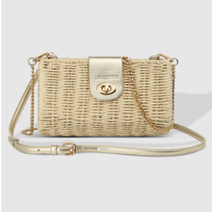 Ophelia Raffia Crossbody Bag Champagne