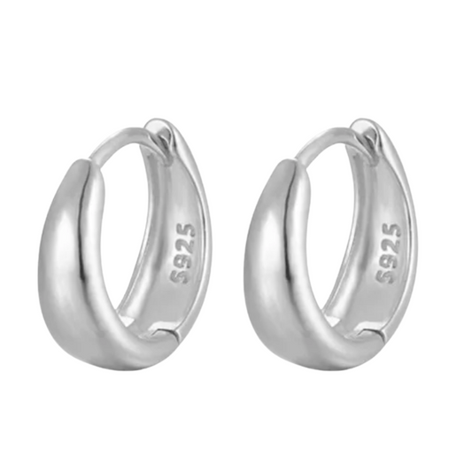 Tatum Huggie Hoop Earrings Silver