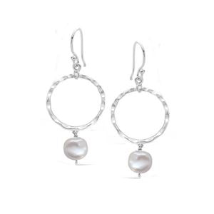 Freshwater Pearl Drop Beaten Hoops