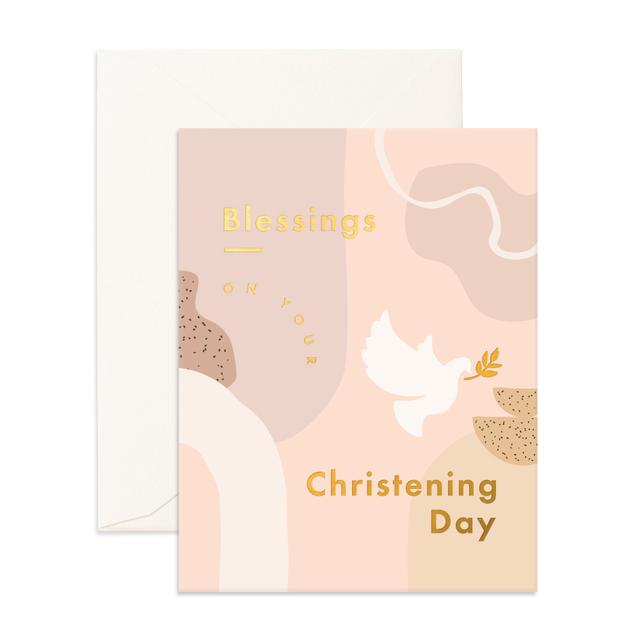 Gold Foiled Christening Greeting Card