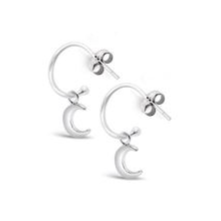 Moon Hoop Stud Earrings