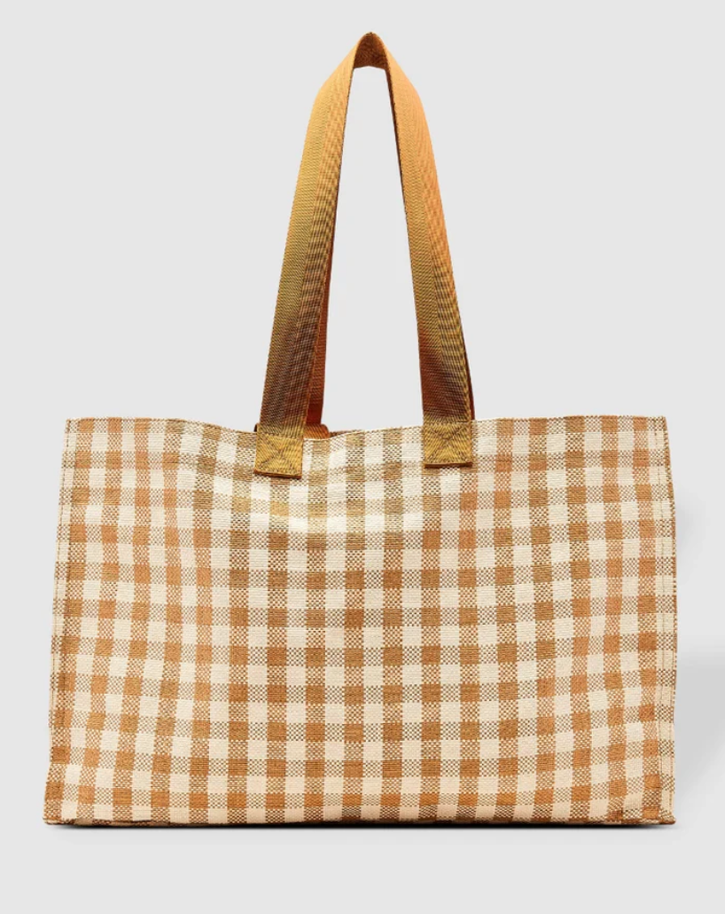 Beach/Shopping Tote Bag - Camel Check