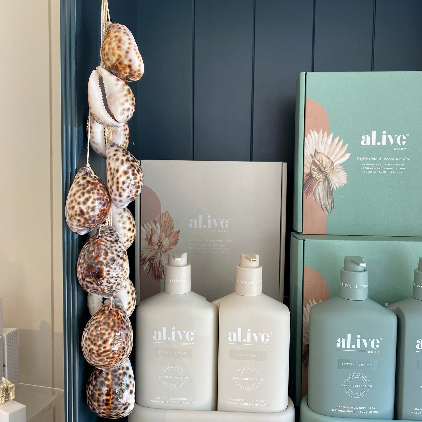 Tiger Cowrie Shell Rope Hanging
