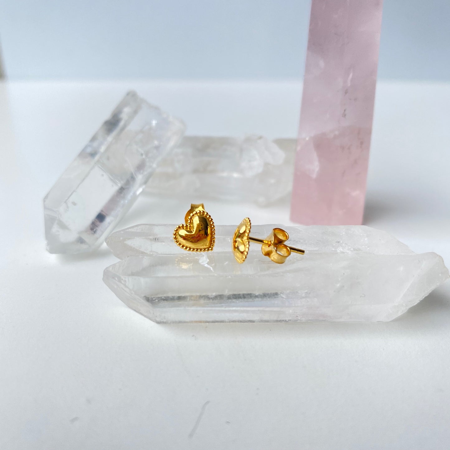 Gold Heart Stud Earrings