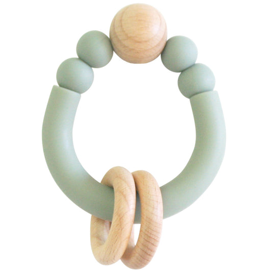 Beechwood Silicone Teether Sage